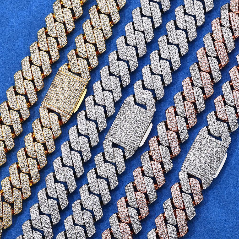 20mm Flip Clasp Triple Row Zircon Cuban Link Bracelet - CaratixJewelry